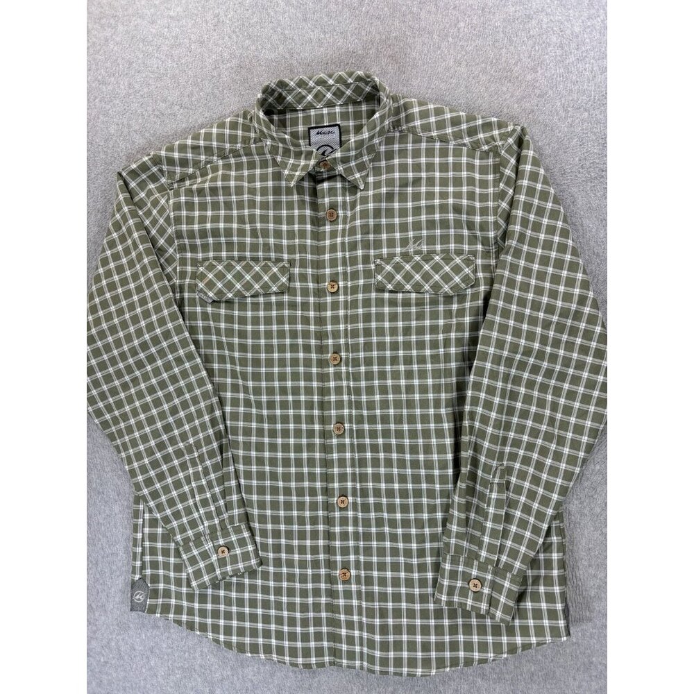 Mojo Coastal Plaid Breathable Button Down Fishing‎ Shirt (Men's XL) Green